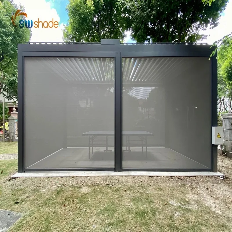 Factory Standing Rainproof Aluminum Retractable Roof Garden House Attached Pergola Gazebo Cover