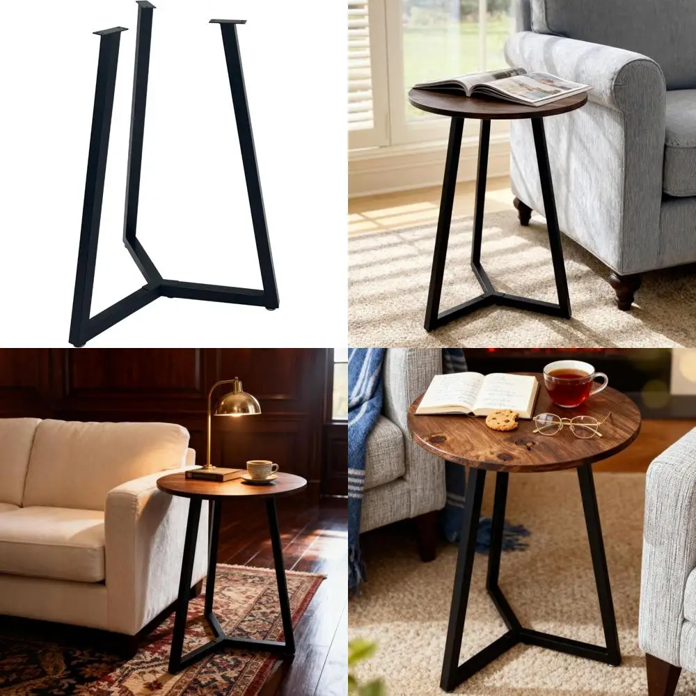 Patas de mesa redondas de metal de hierro negro de 28 pulgadas para mesas de centro, patas de muebles de comedor con base resistente