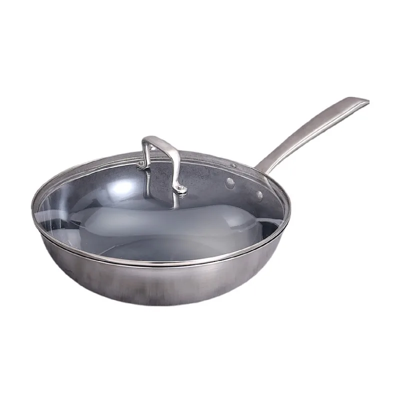 Household uncoated pure titanium wok No household oil fume frying pan Applicable to induction cooker gas stove cookware