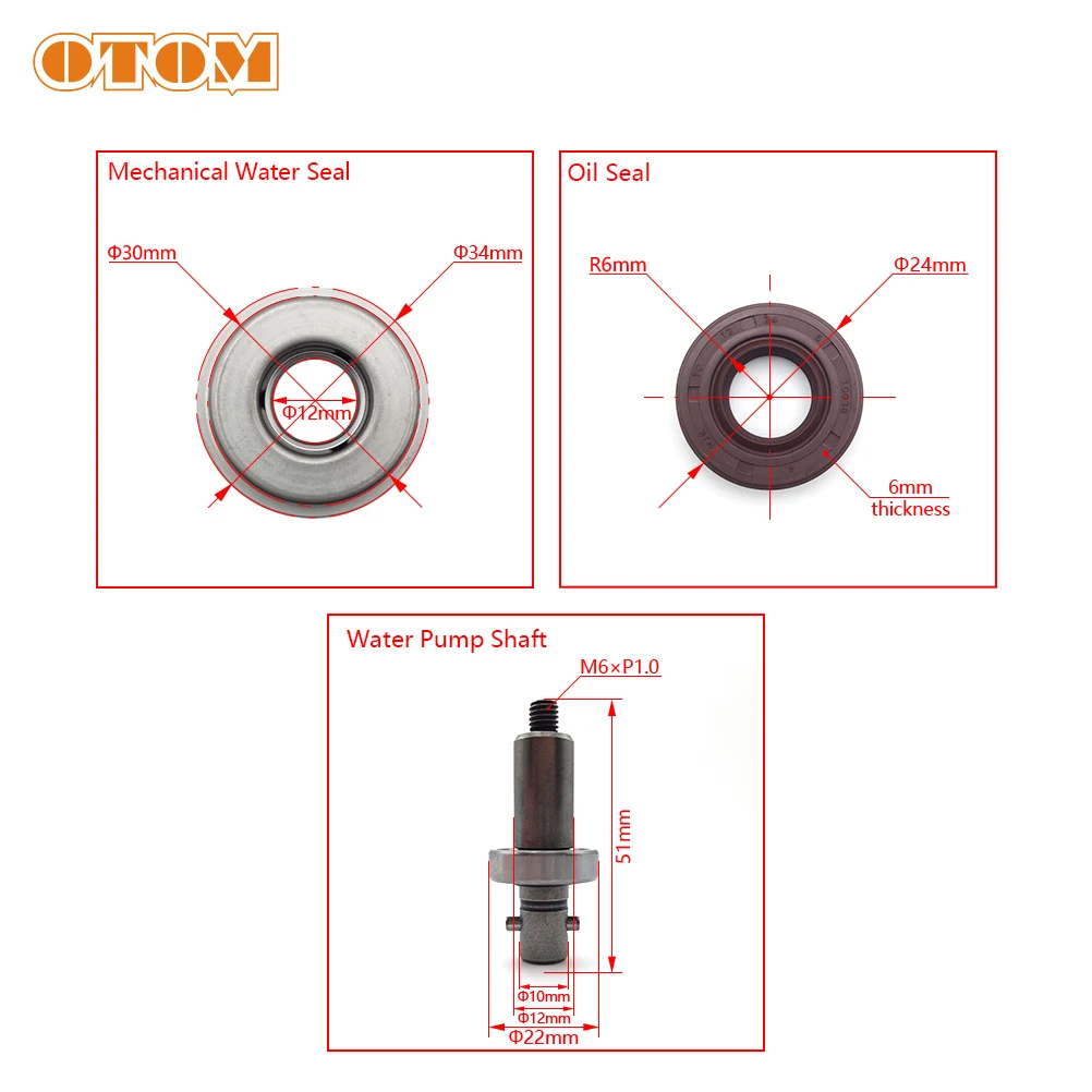 OTOM Motorcycle NC450 WATER PUMP GASKET SEAL REPAIR KIT w/ SHAFT For ZONGSHEN ZS194MQ MOTOLAND AVANTIS ENDURO GR7 GR8 KAYO BSE