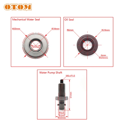 Imagen 2 del producto OTOM-KIT de reparación de juntas de bomba de agua NC450 para motocicleta, con eje para ZONGSHEN ZS194MQ MOTOLAND AVANTIS ENDURO GR7 GR8 KAYO BSE