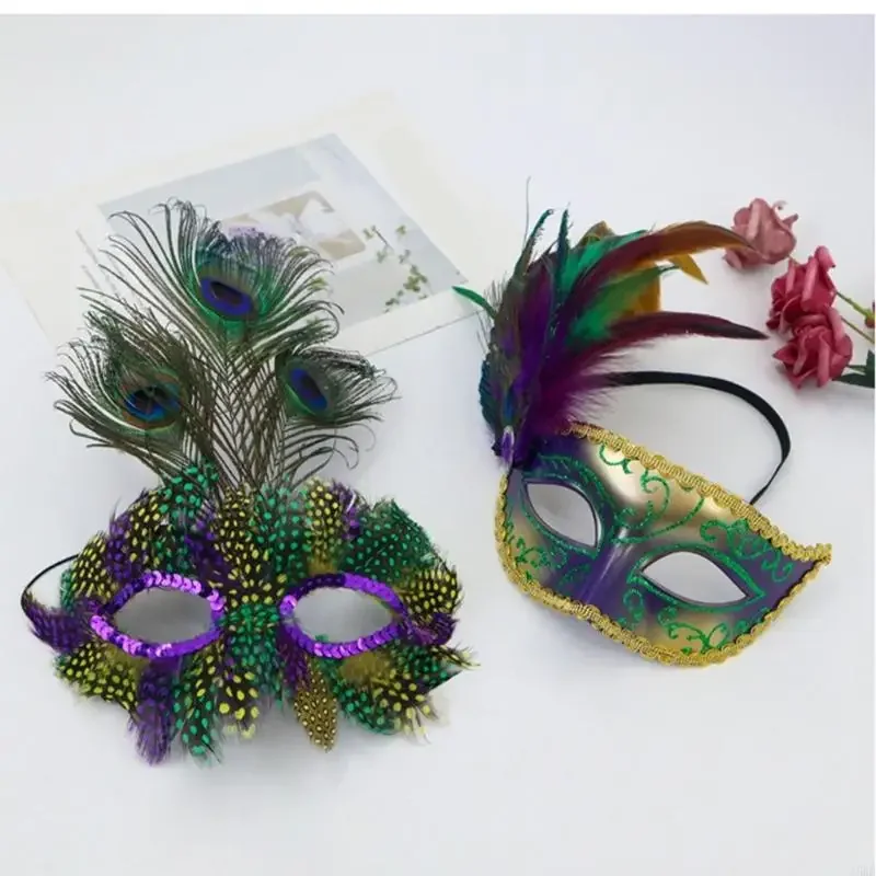 

Мерцающий чехол для лица с акцентом на перьях, легкий дизайн, костюм, маска для лица для длительного костюма, украшение для