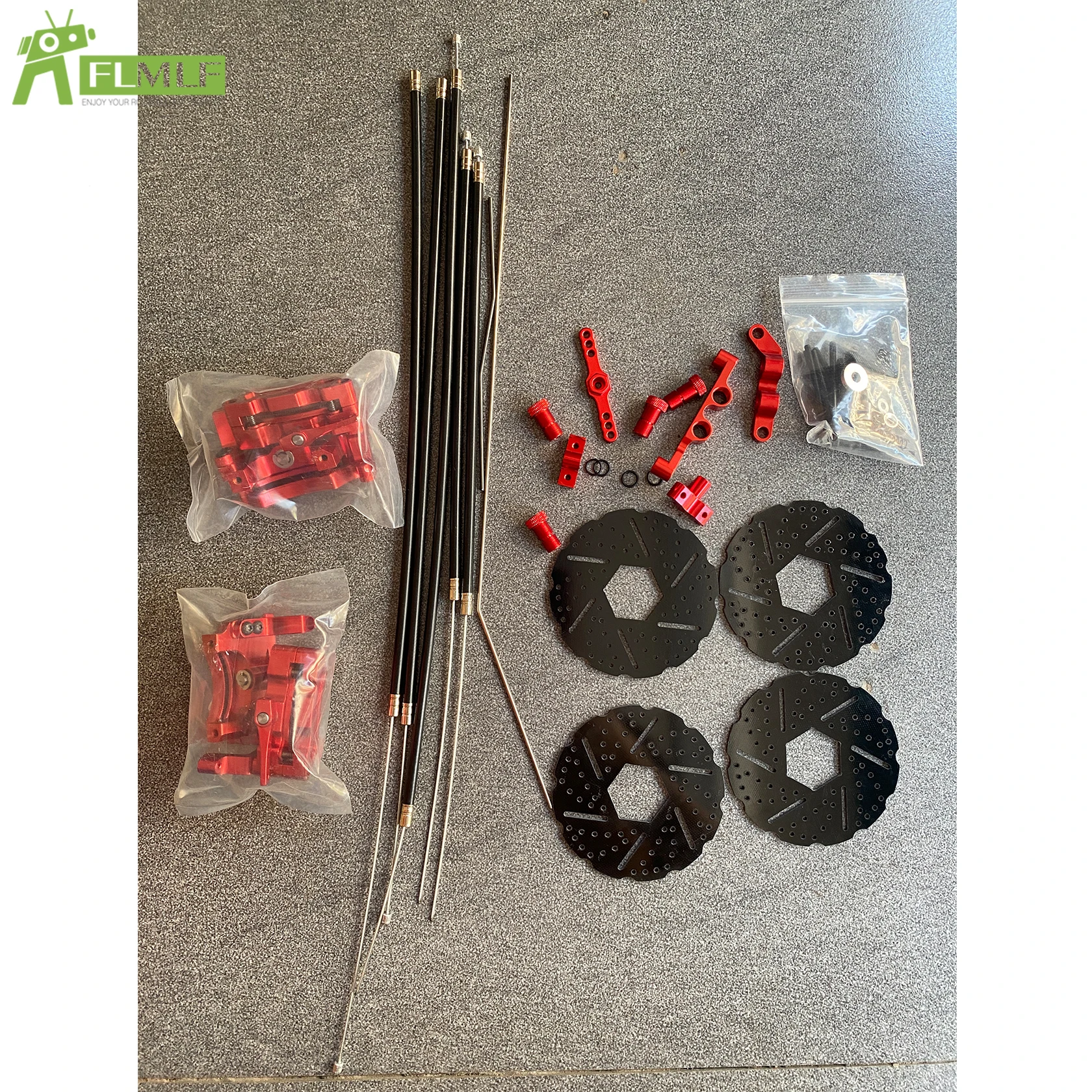 Alloy CNC Front or Rear Wheel Cable Brake System Kit Fit for 1/5 HPI ROFUN BAHA ROVAN KM BAJA 5B 5T 5SC Rc Car Toys Games Parts