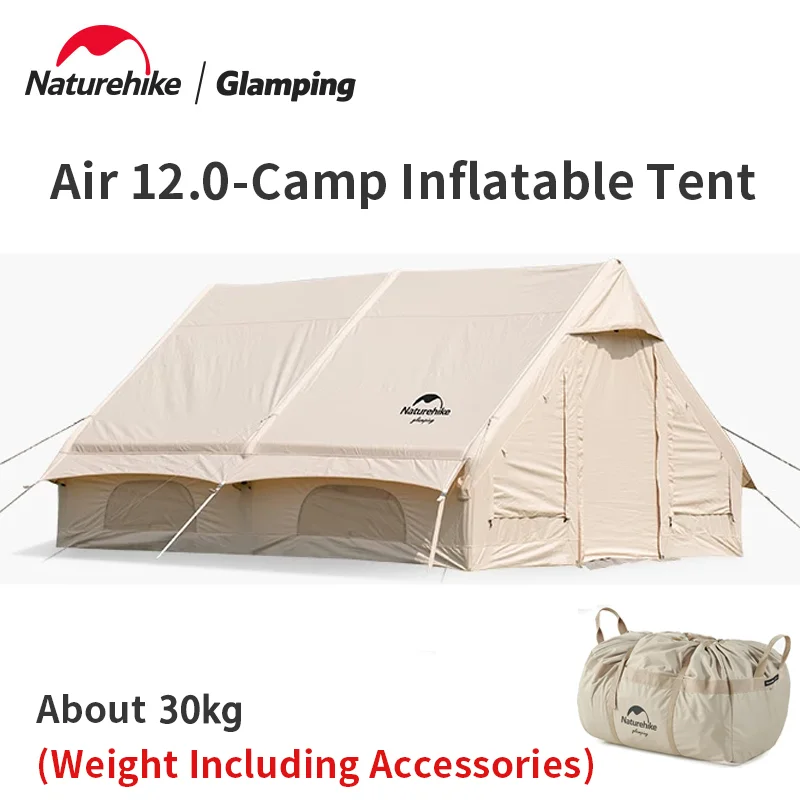 Naturehike Air 12.0 Inflatable Camping Tent Large House Shelter Tent for 4-5 People for Glamping Travel Outdoor With Free Pump