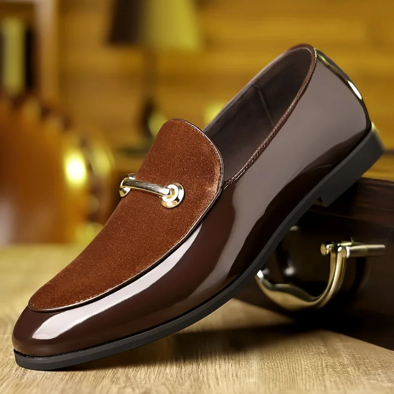 

Luxury Brand New Men Slip On Suede Leather Mixed Flats Shoes Moccasins Wedding Prom Homecoming Loafers Zapatos Hombre