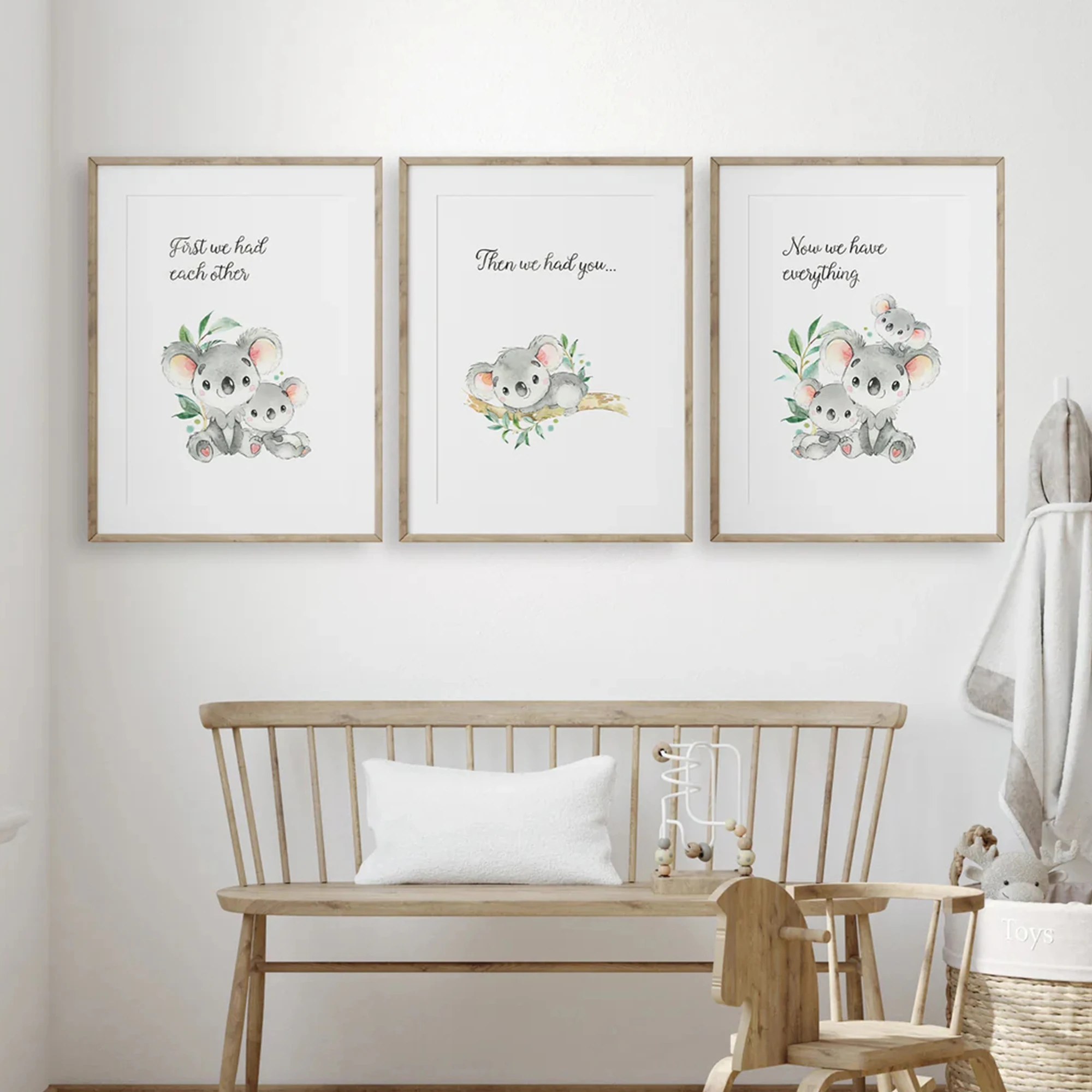 3pcs Cartoon Koala Family  Wall Art Print Canvas Painting Poster Picture For Living Room,Bedroom,Kids Room Home Decor