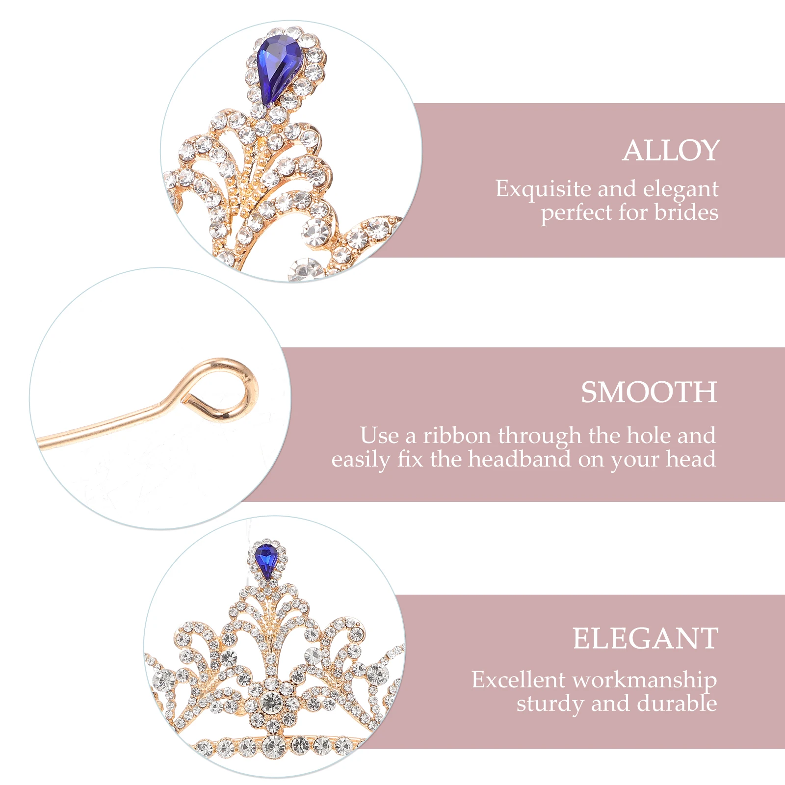 

Elegant Bridal Crown Durable Hairb Wedding Supply Stylish Tiara Lightweight Premium Alloy Long Service Life Hair Care nament