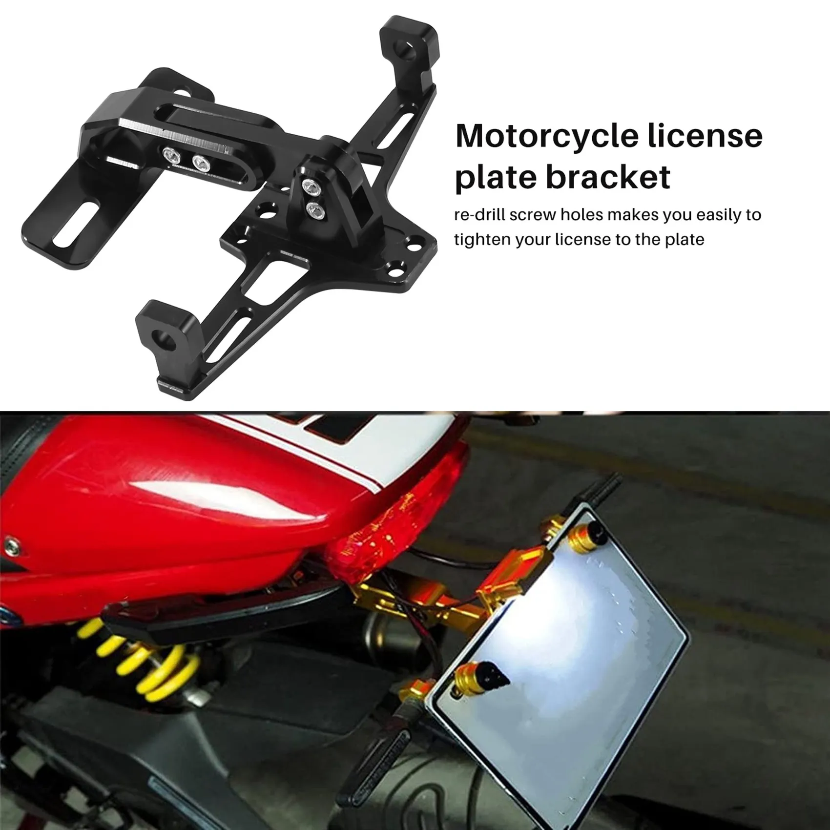 Support de Plaque d'Immatriculation de Moto, Cadre CNC, avec Lumière LED Réglable, pour Yamaha Bws R25 R3 Mt03 Msx