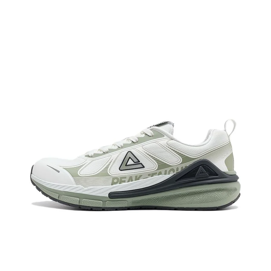 PEAK Cushioning Rebound Abrasion Resistant Support Low top Sprint Running Shoes Men's White Green ET43157H/