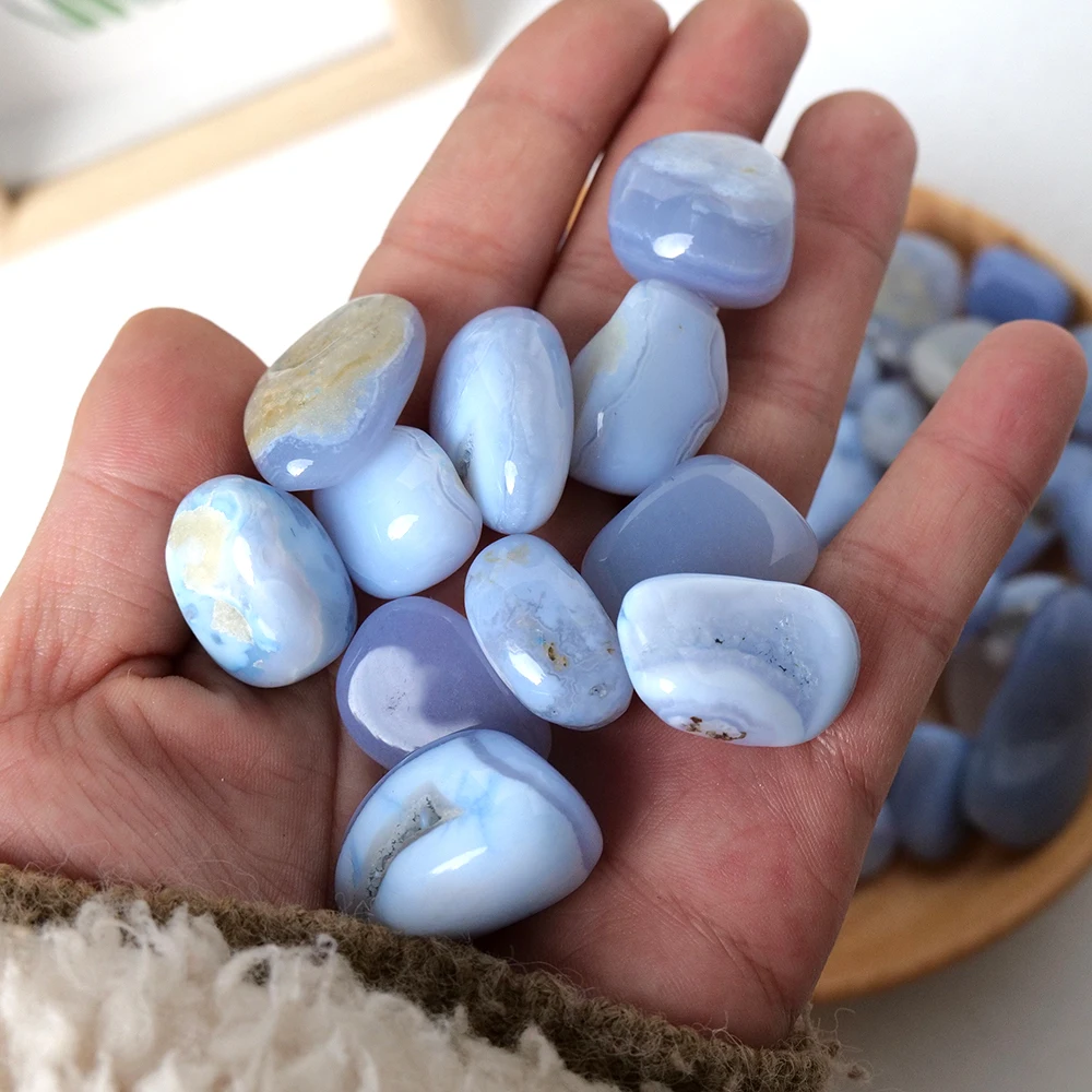 50g/Bag Natural Gemstone Tumble Blue Chalcedony Gravel Stone For Health Yoga Energy Beginners Craft Home Decor Reiki Crystals