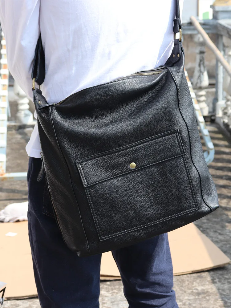 Utility Casual Women's Bag Single Shoulder Messenger Bag Female Large Capacity Soft Cowhide Slouchy Bucket Hobo Crossbody Bags