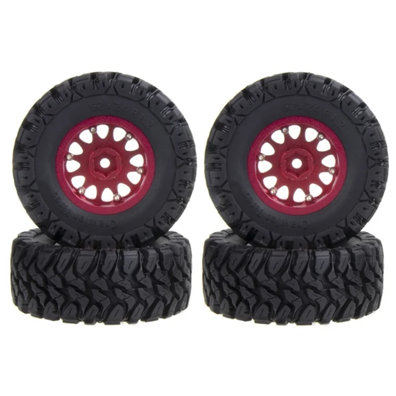 4 Buah Set Ban Pelek Roda Beadlock Logam 62X24Mm 1.2 Inci untuk Mobil Perayap RC 1/18 1/24 TRX4M Axial SCX24 AX24 FCX24