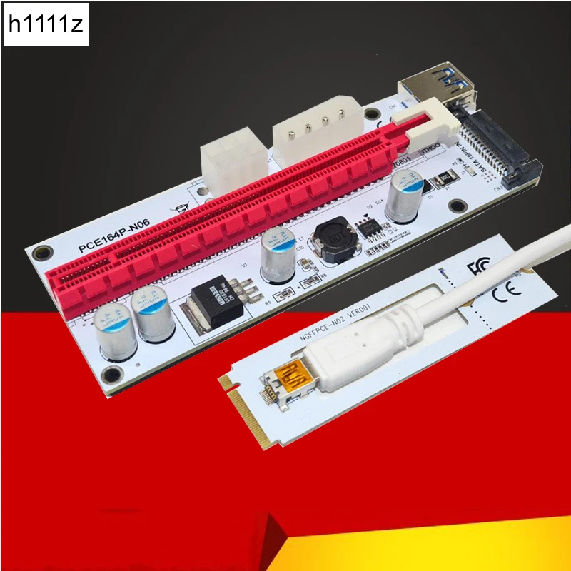 M.2 NGFF to PCI-E X16 Slot Transfer Card Mining m.2 Riser with sata 6pin 4pin molex Riser card raiser for Bitcoin mining