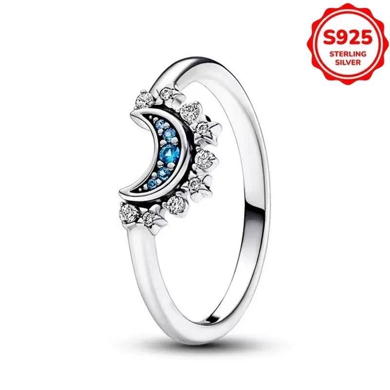 Women's S925 Silver Stackable Sun Moon Star Butterfly Ring Set