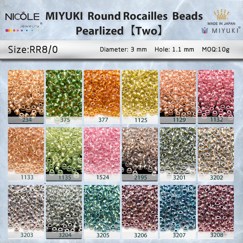 Miyuki 3mm 8/0 Round Beads Pearlized Series Japanese Seed Bead for Jewelry Making Necklace Earring Bracelet