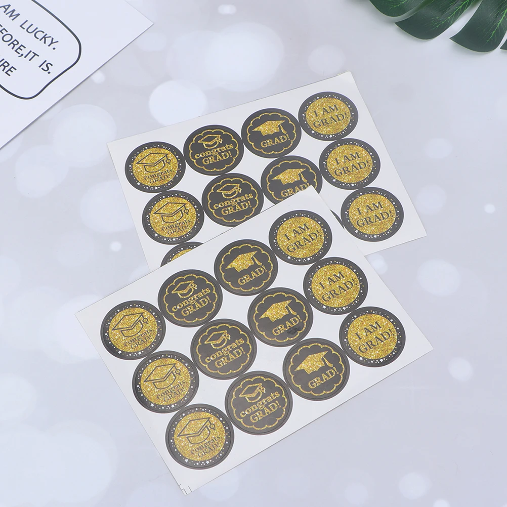 

12pcs Graduation Cap Self-Adhesive Stickers Graduation Themed Labels Envelope Sealing Decals Notebook Bag Room Decor Party