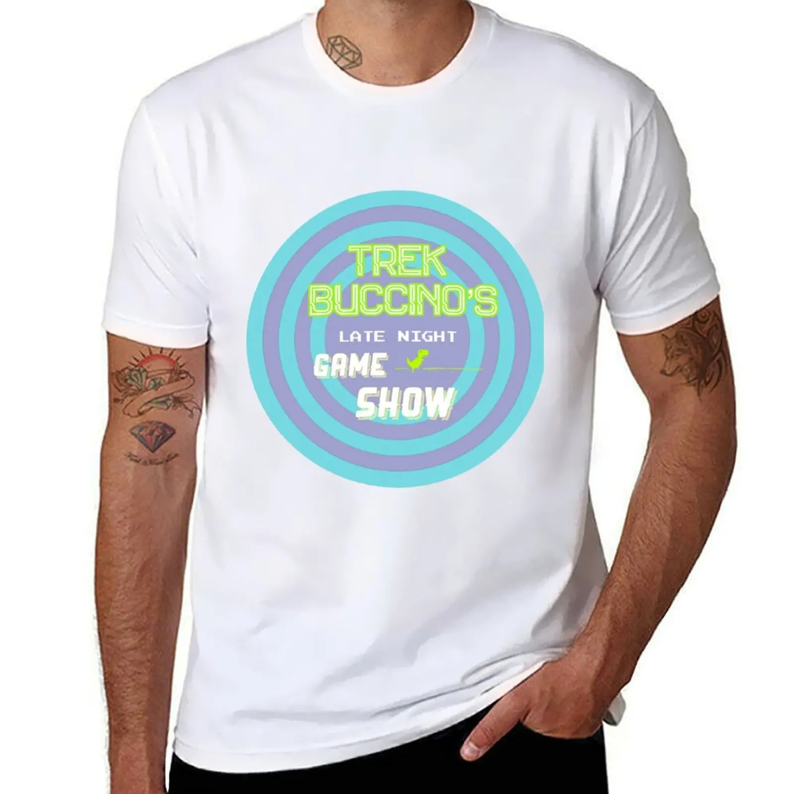 

Футболка Trek Buccino's Late Night Game Show, мужская футболка, дизайнерские футболки для мужчин, винтажная футболка с графическим рисунком