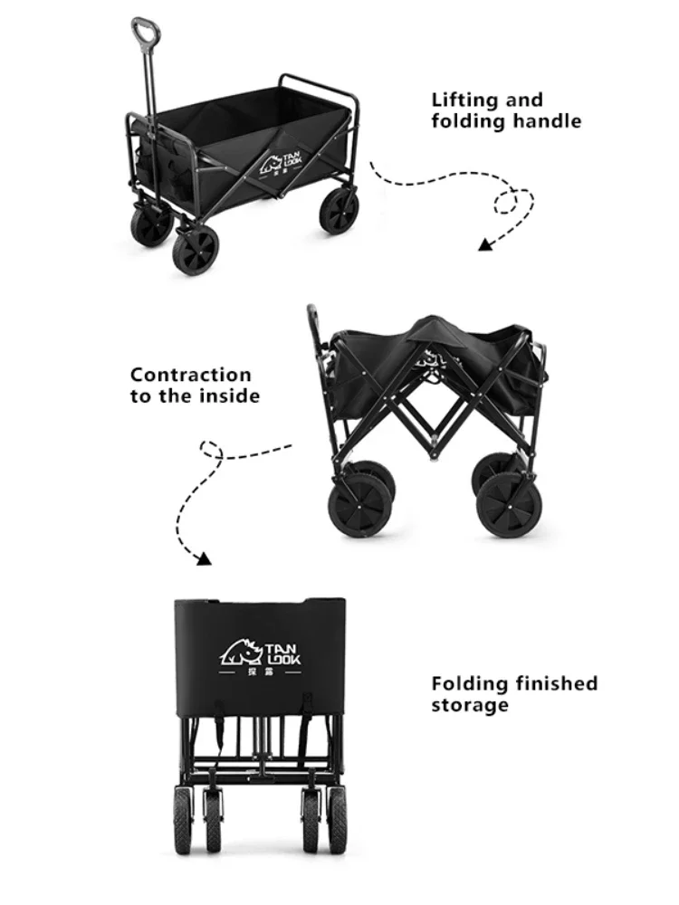 Foldable Trolley Outdoor Camping Carts Beach Supermarket Shopping Large Capacity Multifunction Handle Picnic Parcel Cart