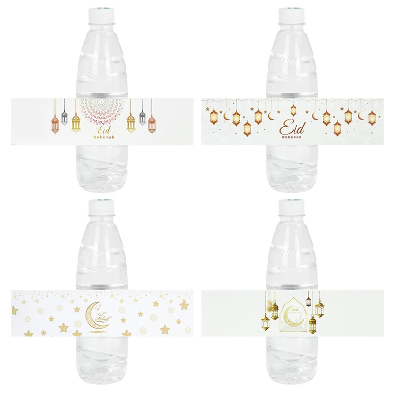 10/20pcs Eid Mubarak Bottle Sticker Wrapper Ramadan Kareem Bottle Labels Muslim Islamic Festival Party Supplies EID Al-fitr