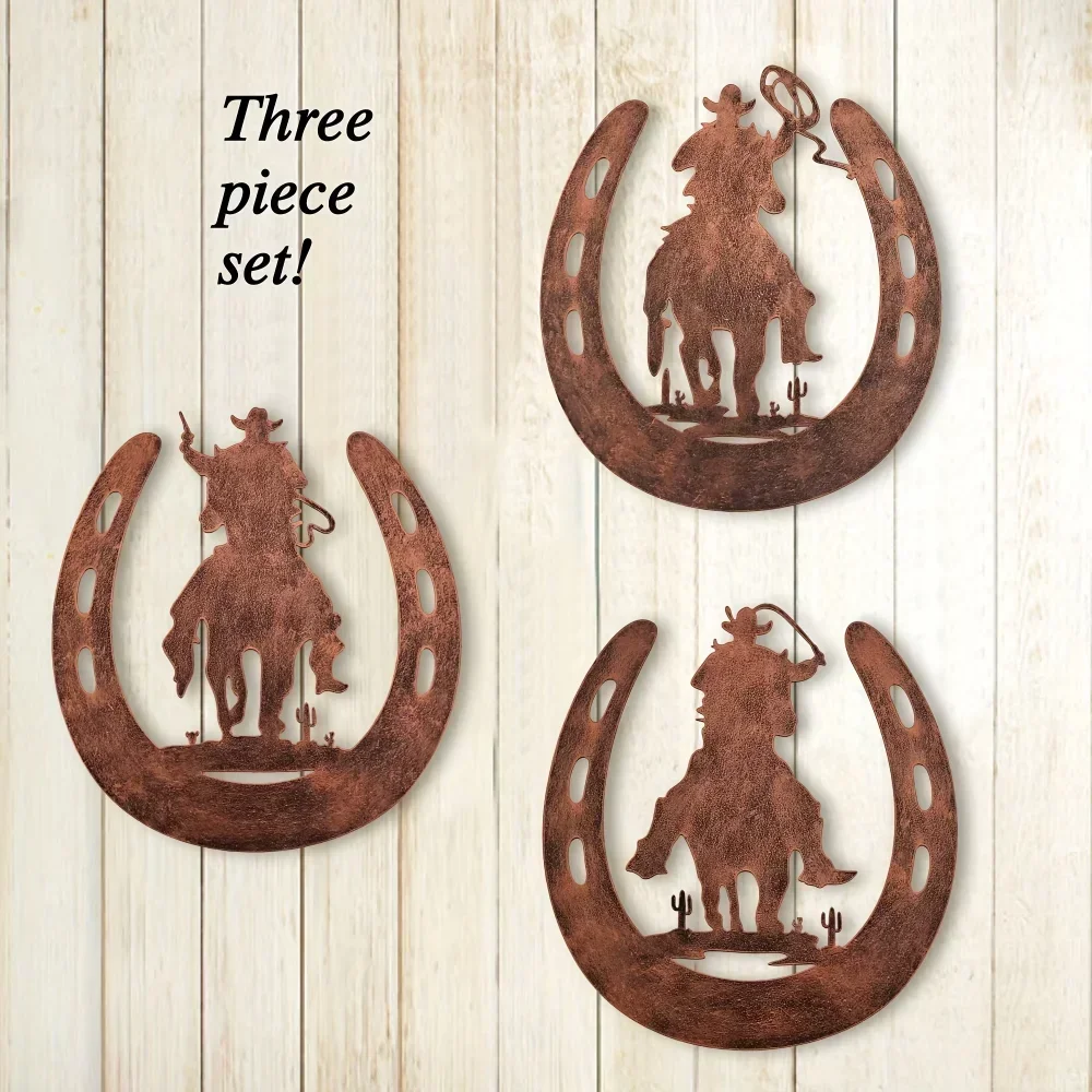 Alluring 3pcs/set Horseshoe Wall Decor – Add Appeal with Cowboy Style. Appealing Western Rustic Horseshoe Decor.