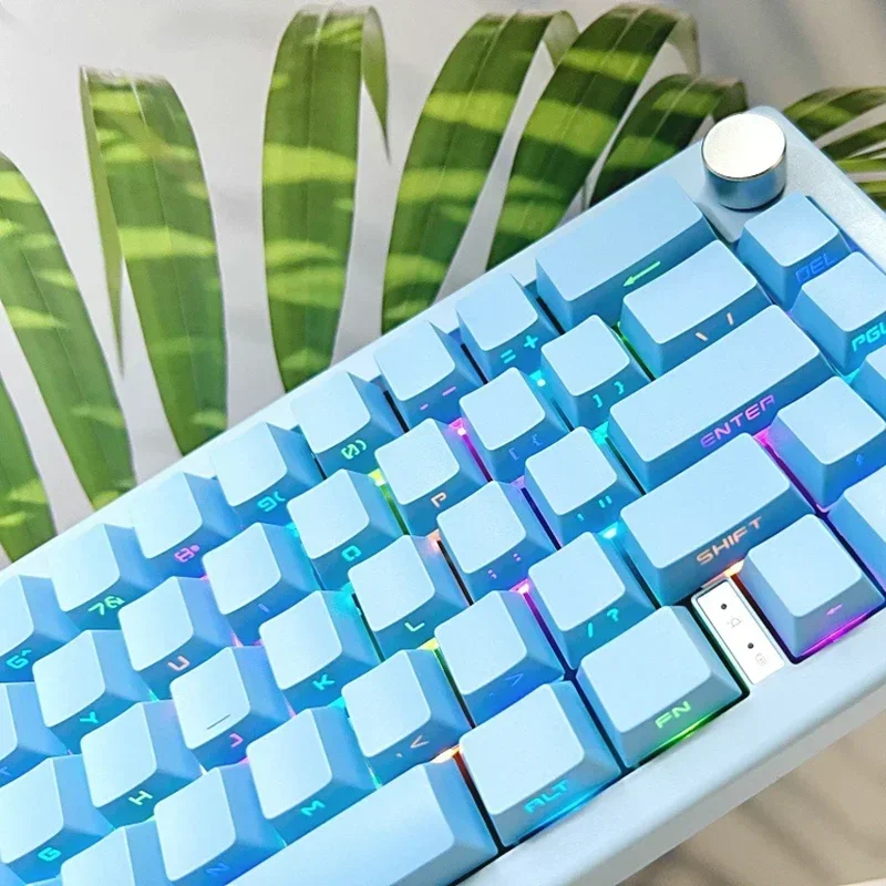 Özel Keycaps yan baskılı çift atış ile parlaklık siyah pembe beyaz mor mavi Keycaps kiraz profil Minimalist tarzı