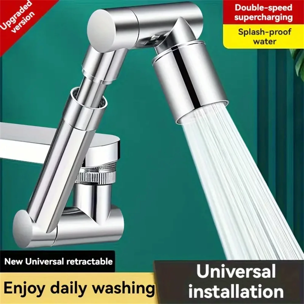 1440° Robotic Arm Universal Faucet Rotate To Extend Tap Water Nozzle Washing Basin Preventing Splashing Acting For Foam Extender