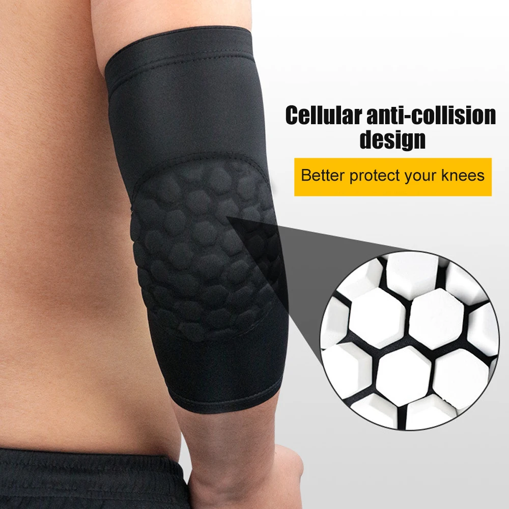 1Pcs Elbow Sleeve Elbow Compression Sleeve Sports Arm Forearm Brace Support Honeycomb Pad Crashproof Basketball Arm Guard Sleeve