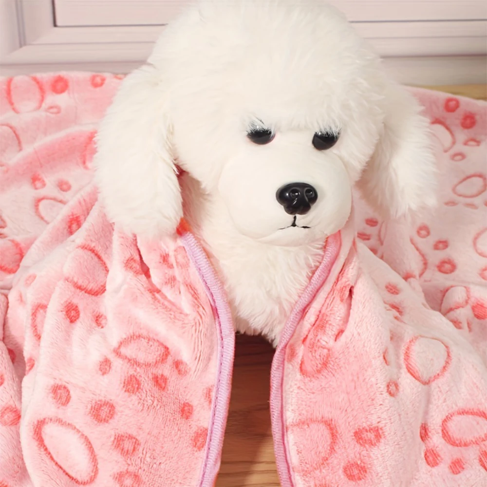 Soft Fluffy High Quality Pet Blanket Cute Paw Print Dog Blanket Pet Mat Warm and Comfortable Blanket for Cat Dogs