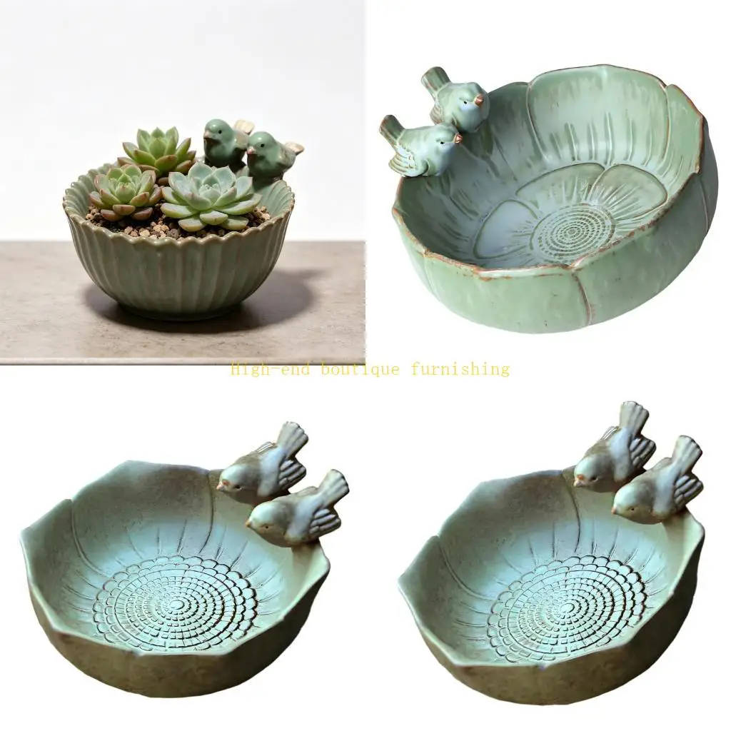 L9NB Oversized Ceramic Succulents Planter Container For Balcony Or Window Sill Garden