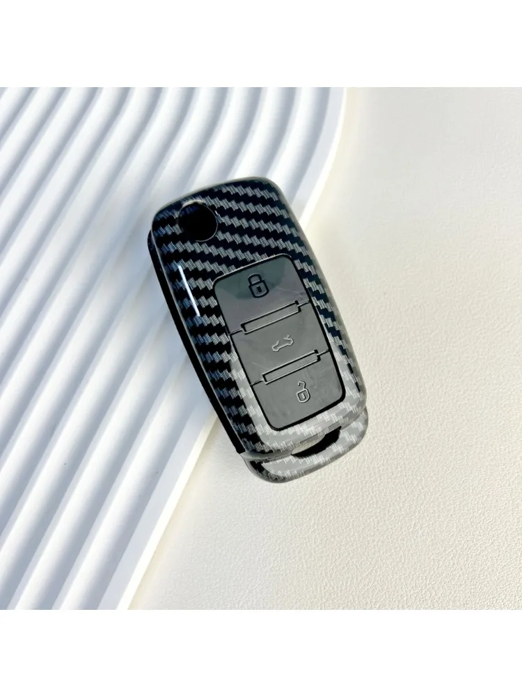 Coque de clé de voiture en fibre de carbone ABS, coque de protection pour VW Volkswagen Polo Golf Passat Beetle Tiguan Seat Valentine Altea Skoda Octavia Kodiaq