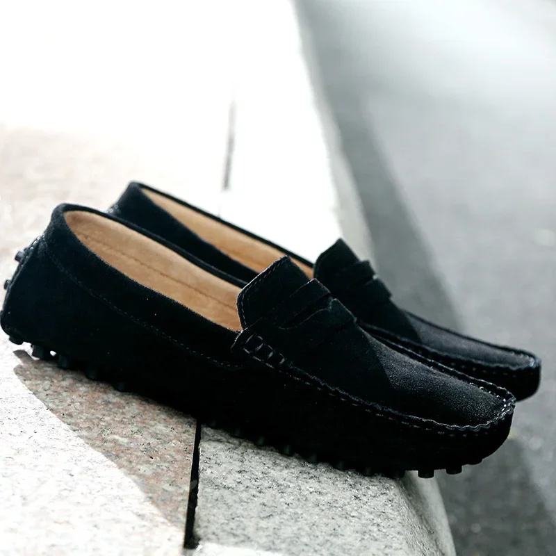 Mode Männer Schuh Handgemachte Wildleder Echtes Leder Herren Loafer Mokassins Slip Auf männer Wohnungen Männlich Fahren Männer Casual Schuhe