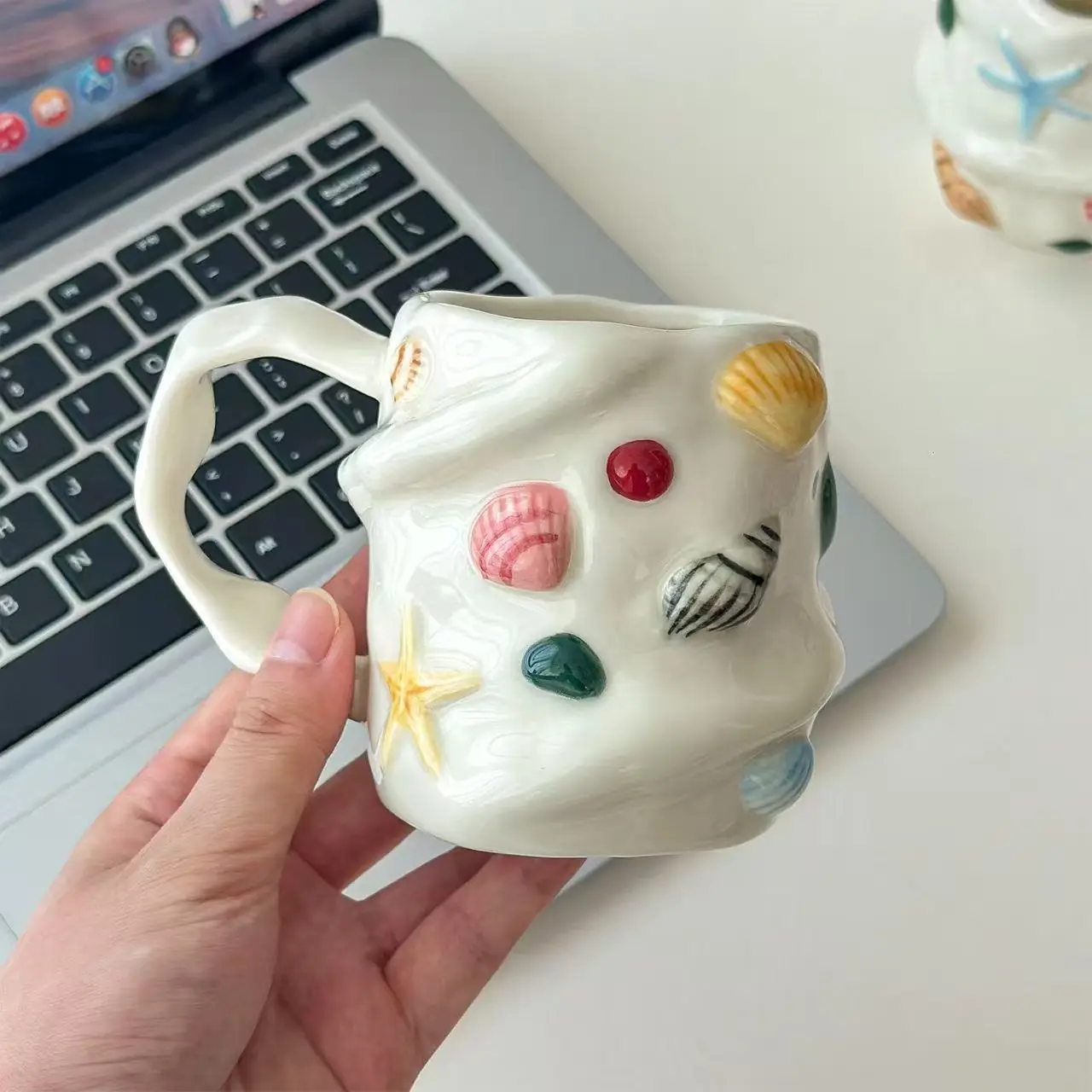 

300ml Irregular Ceramic Mug Creative Office Coffee Cups Hand-painted Home Breakfast Milk Drink Ware Christmas Halloween Gifts