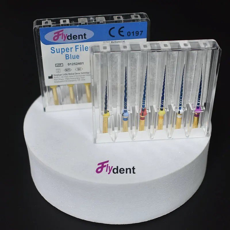 

6pcs/Box Dental Instrument Heat Activated Canal Root Files SX-F3 Super files blue Can Bend for Preparing Root Canal Treatment