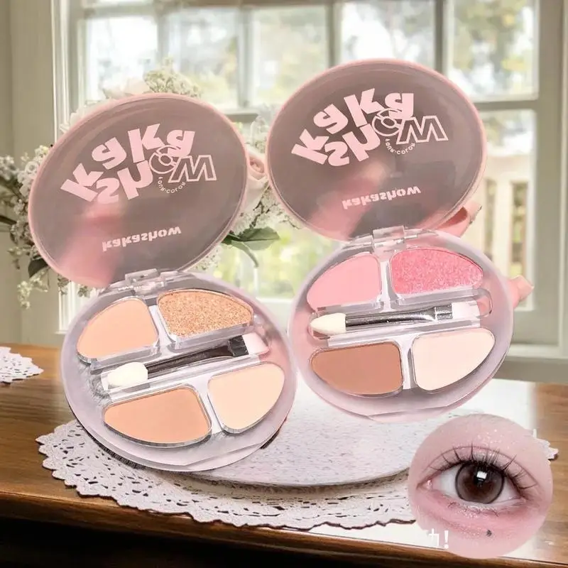 Palette de fards à paupières 4 couleurs, Blush, Eyeliner, fard à paupières, ver à soie, reflets, Contour éclaircissant, maquillage naturel longue durée
