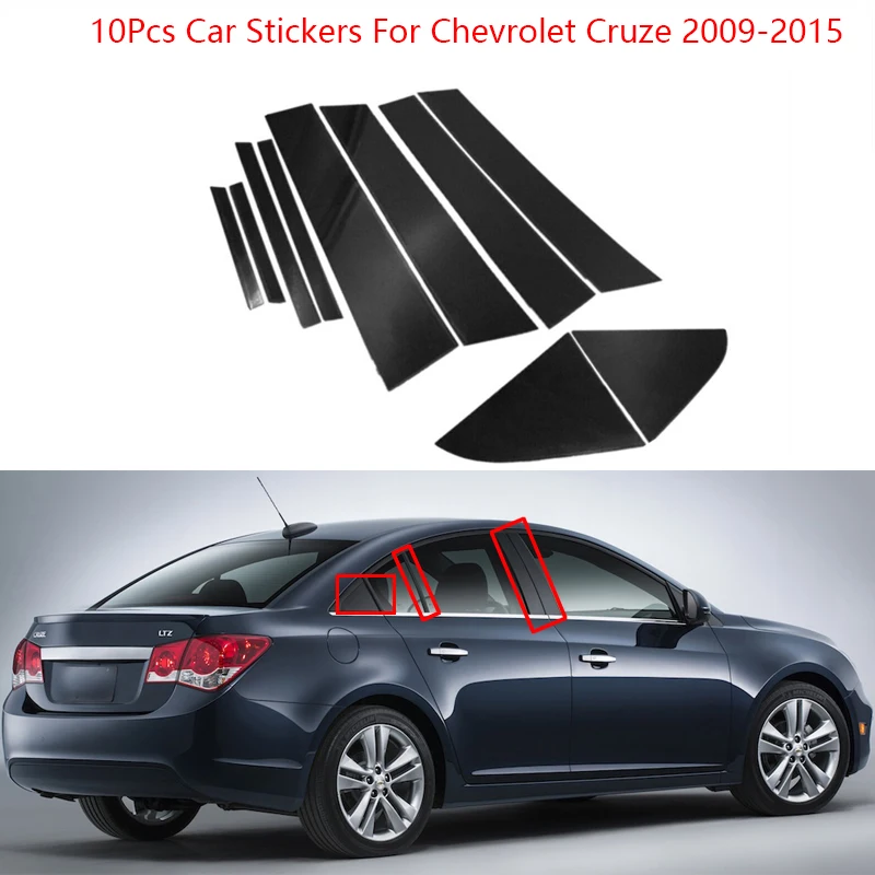 

10Pcs Carbon Fiber Polished Pillar Posts Cover For Chevrolet Cruze 2009-2015 Window Trim Cover BC Column Stickers Accessories