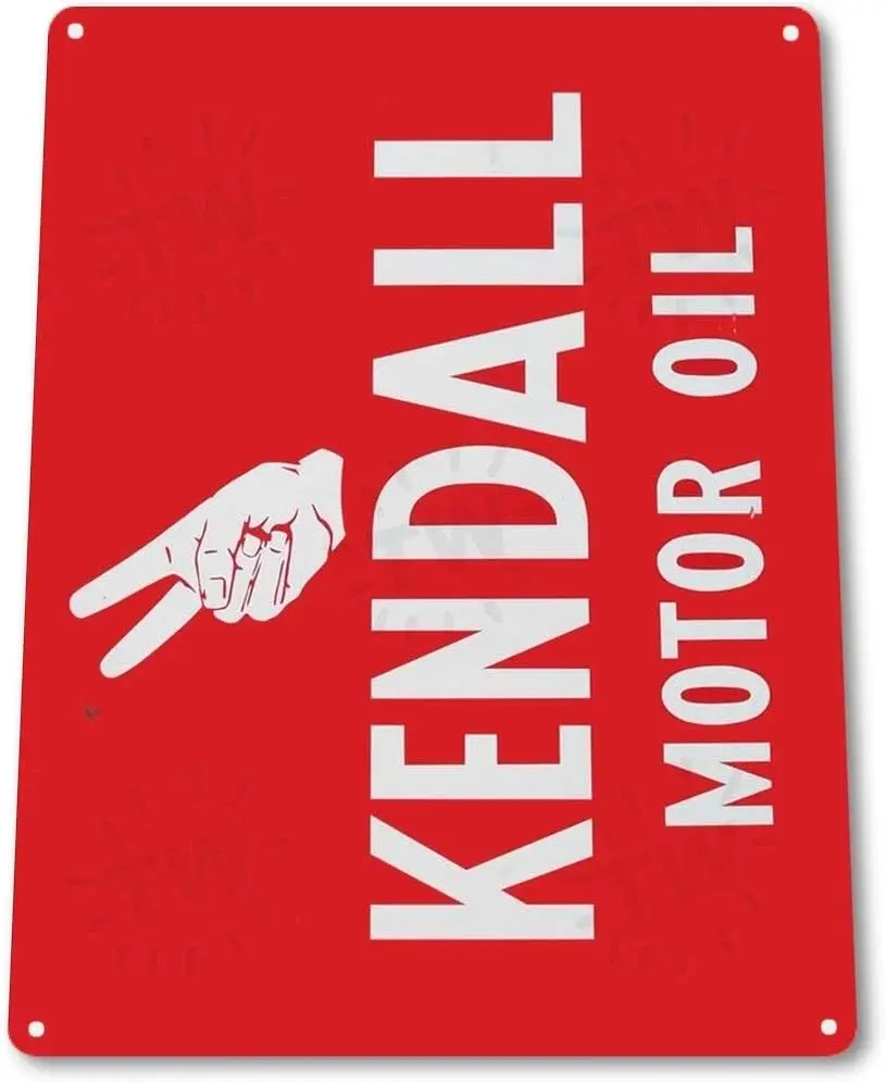 Letrero de Metal Kendall Motor Oil, Decoración de Pared para Garaje, Tienda o Cueva - Aluminio