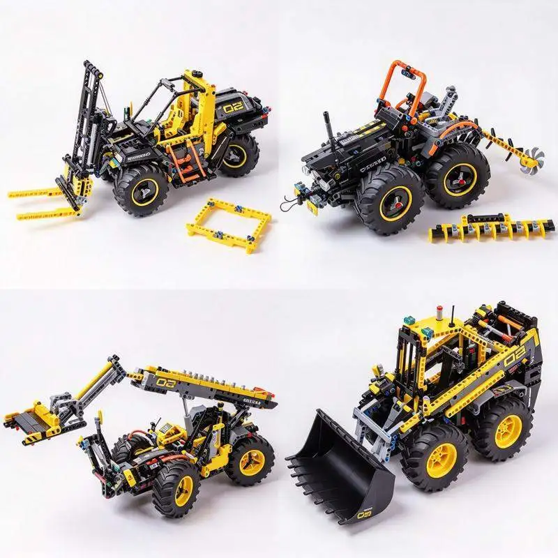 1167Pcs 4 In 1 Heavy Construction Vehicle Pack Model Custom Building Blocks Engineering Truck Loader Diy Assembly Display Gift