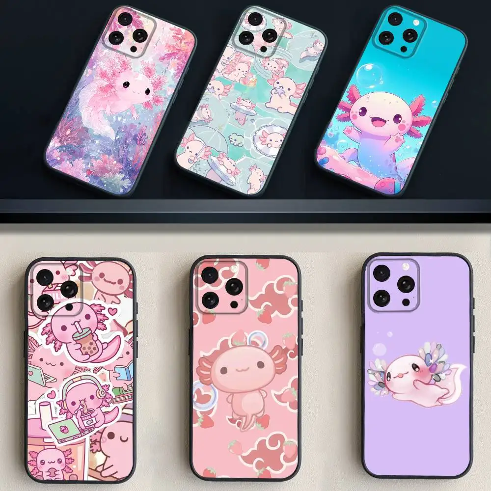 

Cute A-Axolotl-l Phone Case For iPhone 16,15,14,13,12,11 Plus,Pro Max,XS,X,XR,SE,Mini,8,7,Soft Silicone Black Cover