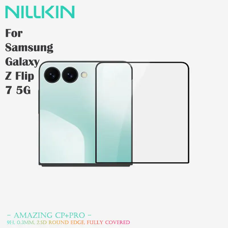 

For Samsung Z Flip 7 Screen Protector, NILLKIN CP+PRO Full Coverage 2.5D Glass Anti-Fingerprint Scratch Resistant, Case Friendly