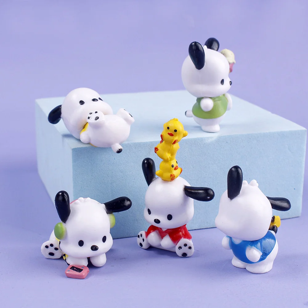 Sanrio figuras de acción de Anime Pochacco, modelo de dibujos animados, adorno, materiales de Pvc, decoración de pasteles, lindos juguetes para