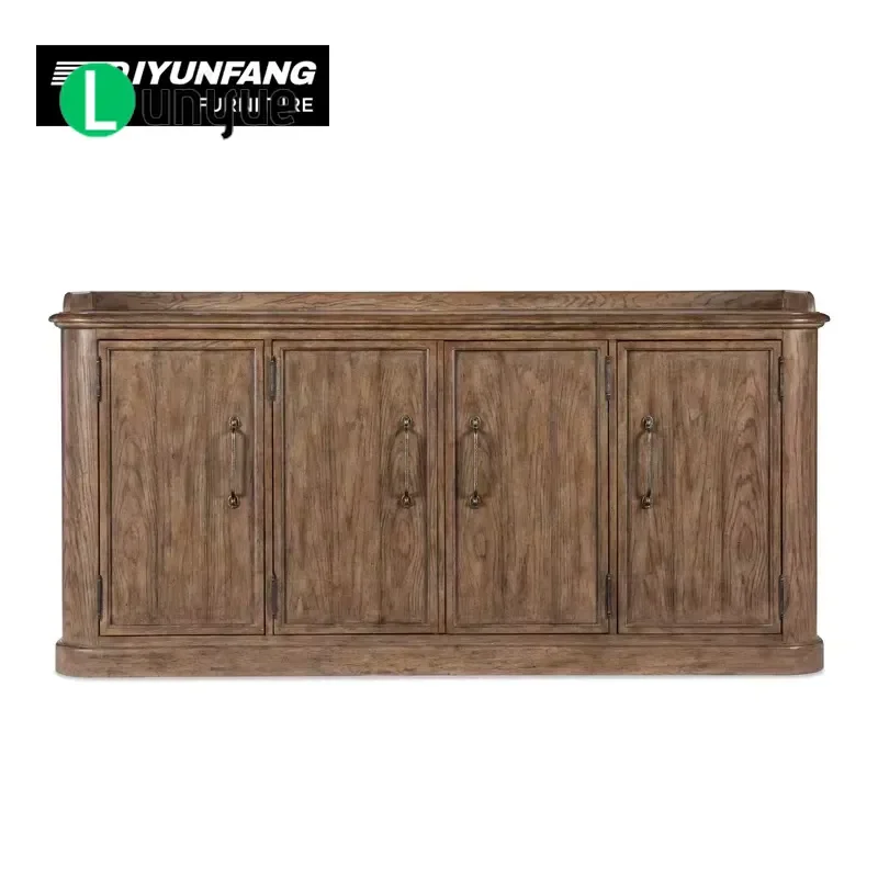 Rustic Wooden Four Door Cabinet for Dining Room Living Room Sideboard Storage Furniture with Ample Space for Home