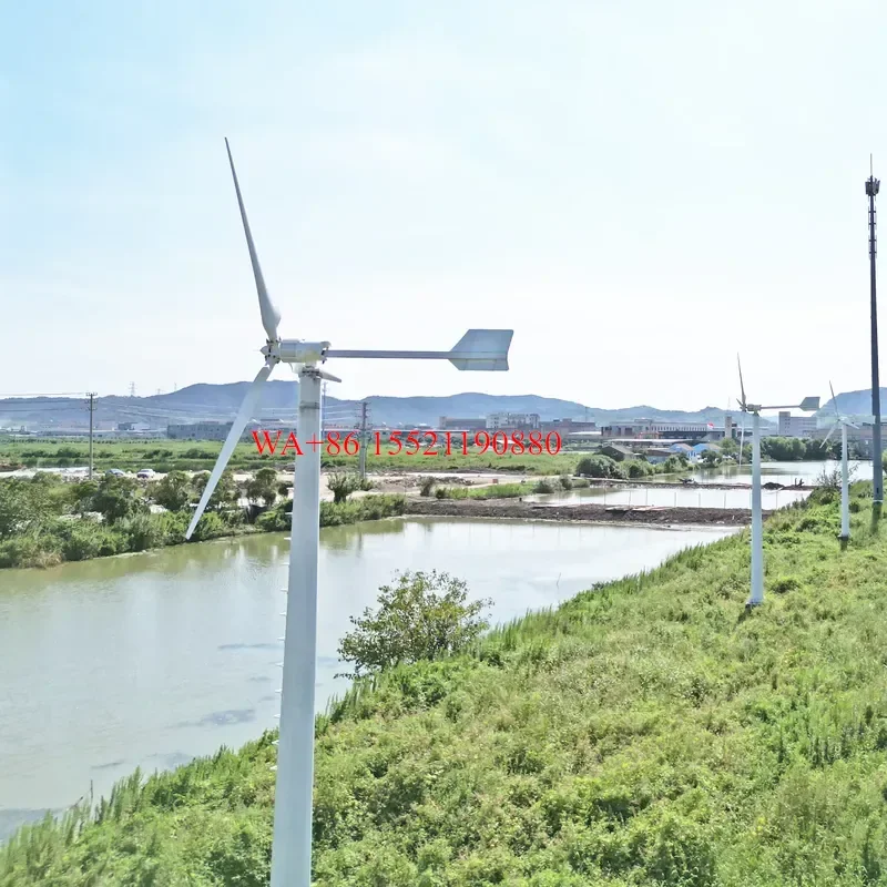 WMWMNU 8KW High Efficiency Horizontal Axis Wind Turbine 5.3M Rotor Diameter 2.5m/s Start Speed for Clean Energy Factory