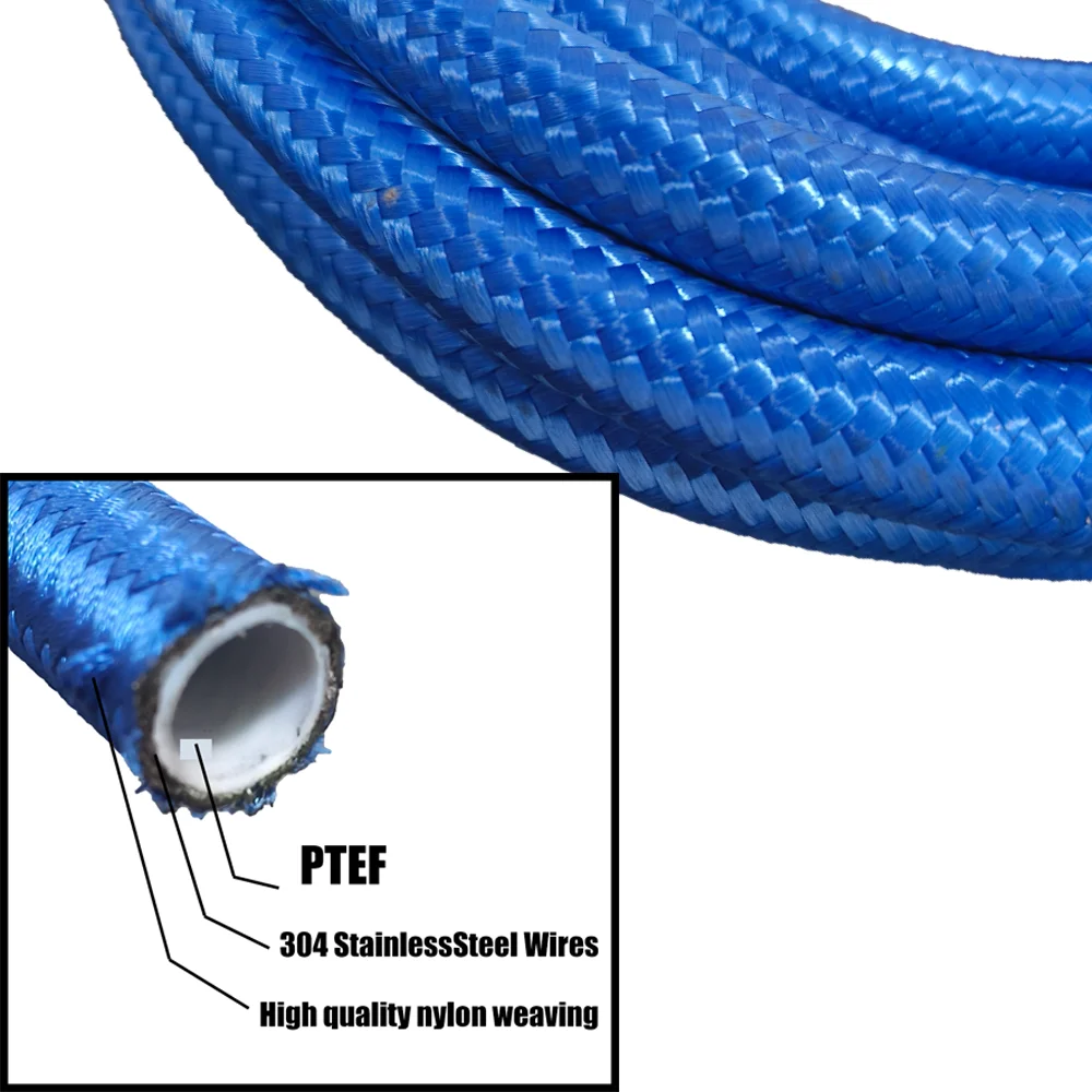 Manguera de línea de combustible, Enfriador de Gas PTFE, adaptador de accesorios de aluminio, 1M, 3M, 5M, 8M, 10M, AN4, AN6, AN8, AN10, AN12