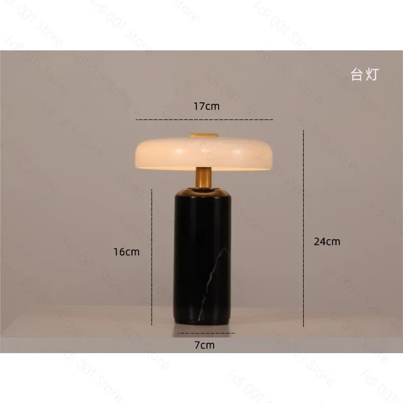 Rechargeable Marble Texture Desk Lamp Touch Control Night Light for Bedroom Study Living Room Decoration