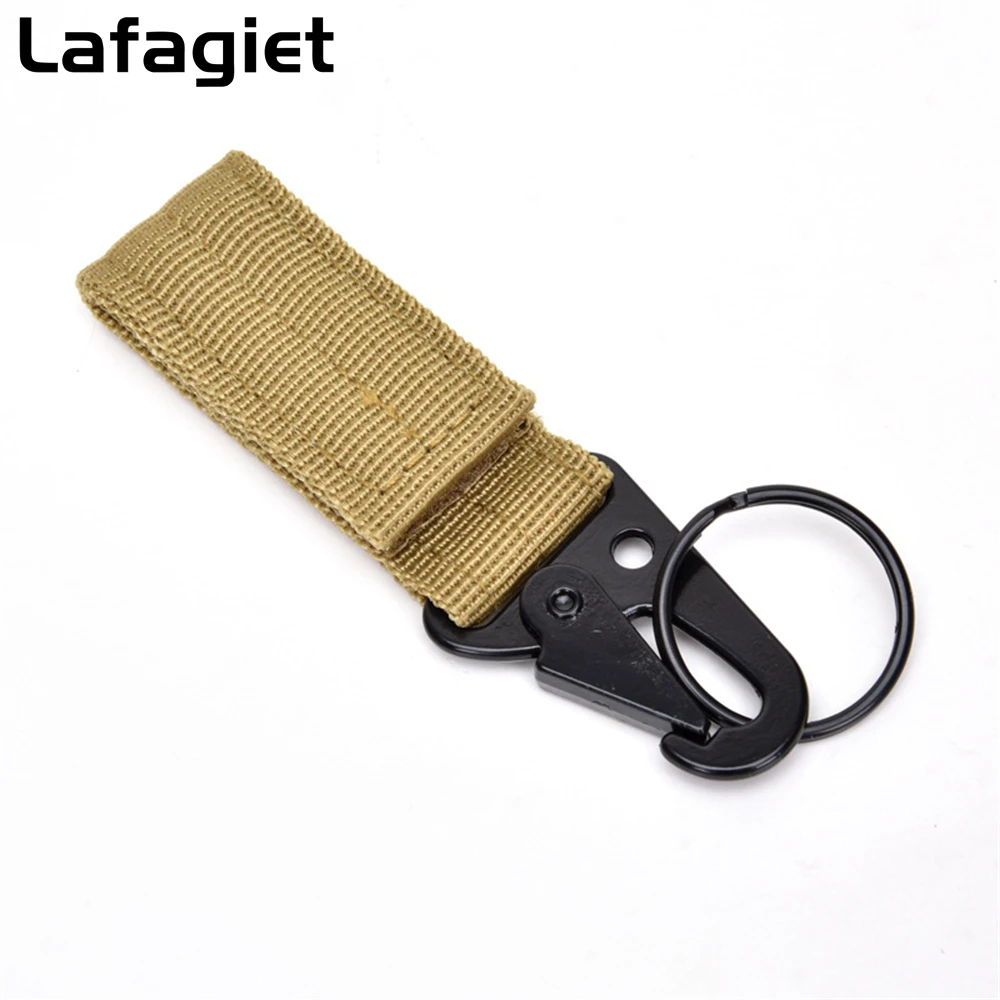 Molle Tactical Webbing Clip Carabiner Nylon Keychain Backpack Clasp Water Bottle Belt Buckle Hanging Camping Hiking Accessories