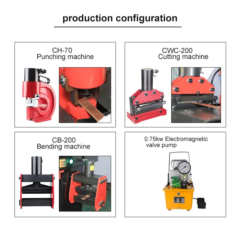 Dhy-200 Three-in-one Hydraulic Punching Bending Cutting Machine Max 200 X12 mm Copper Bar Busbar Machine