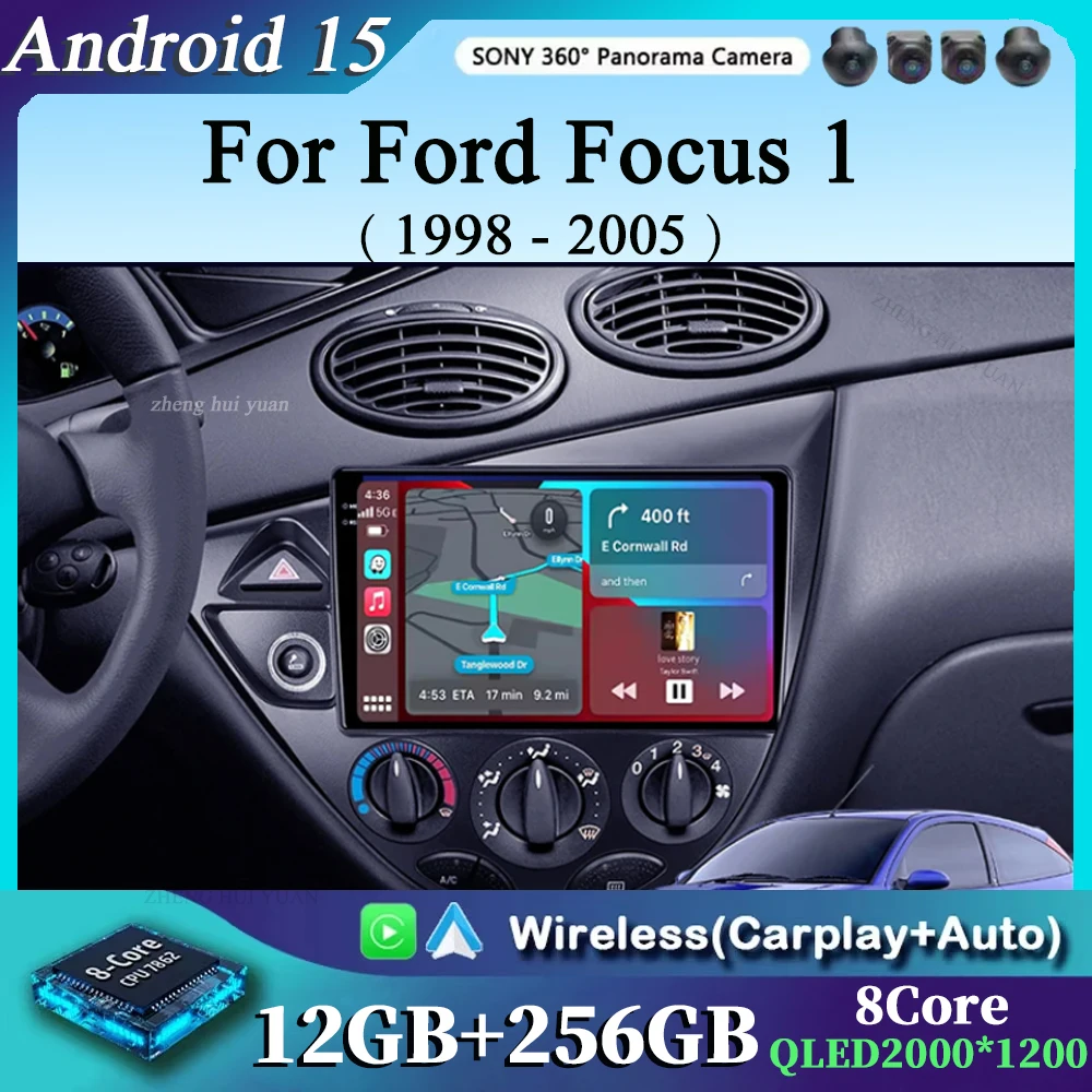 

Android 15 CarPlay Auto For Ford Focus 1 LHD RHD 1998 - 2005 Car Radio Multimedia Video Player Navigation stereo GPS Android GPS