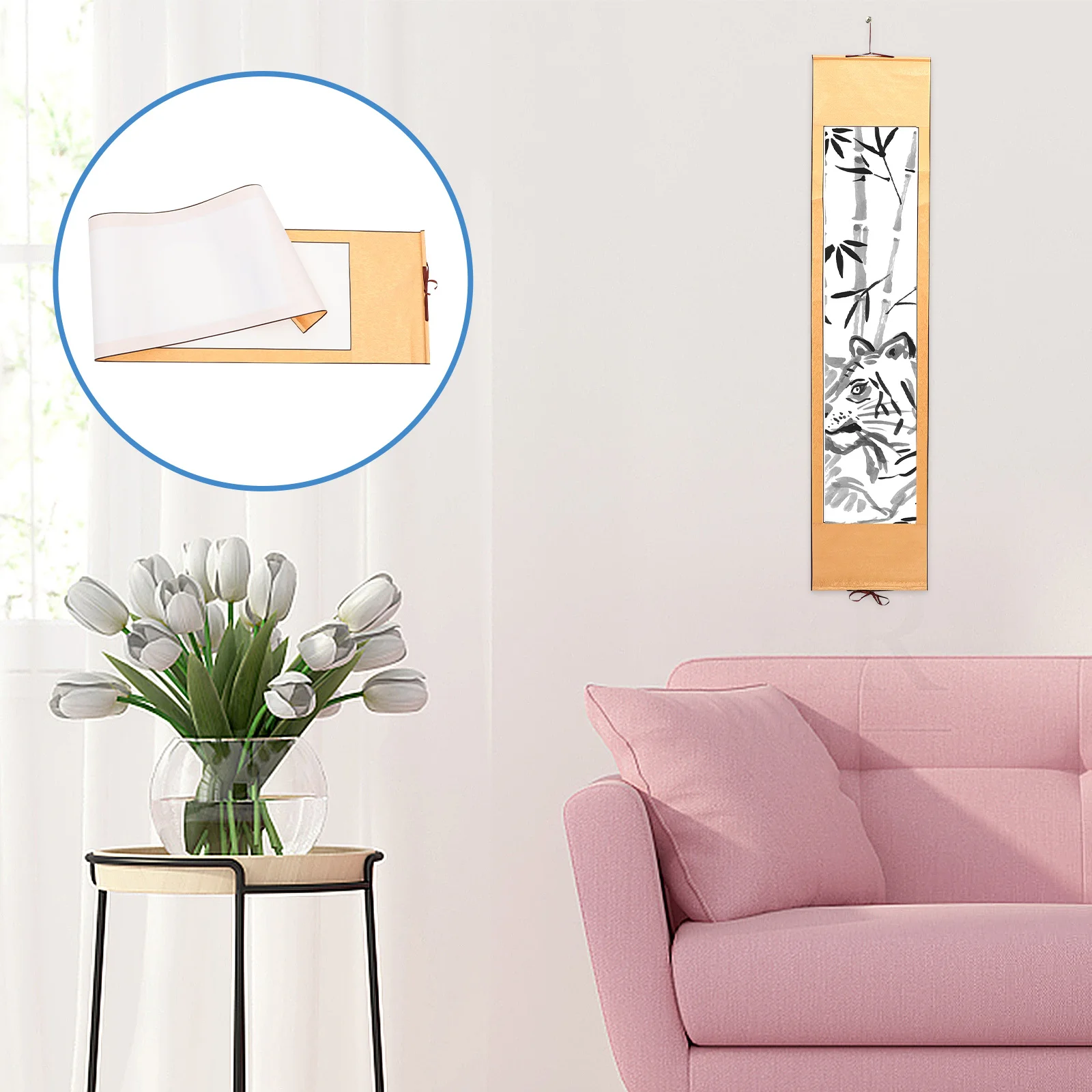 

1Pcs Chinese Calligraphy Scroll Paper Blank Vintage Durable Scroll Suitable for Watercolor Painting Drawing Art