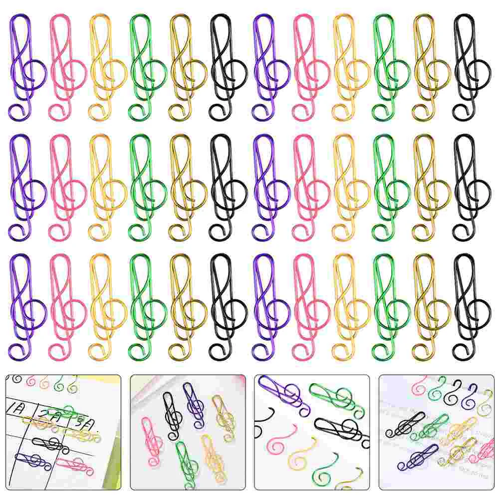 75 Uds. Marcapáginas aleatorios Clip de papel para notas Clips de carpeta Jumbo notas grandes decoración musical de Metal