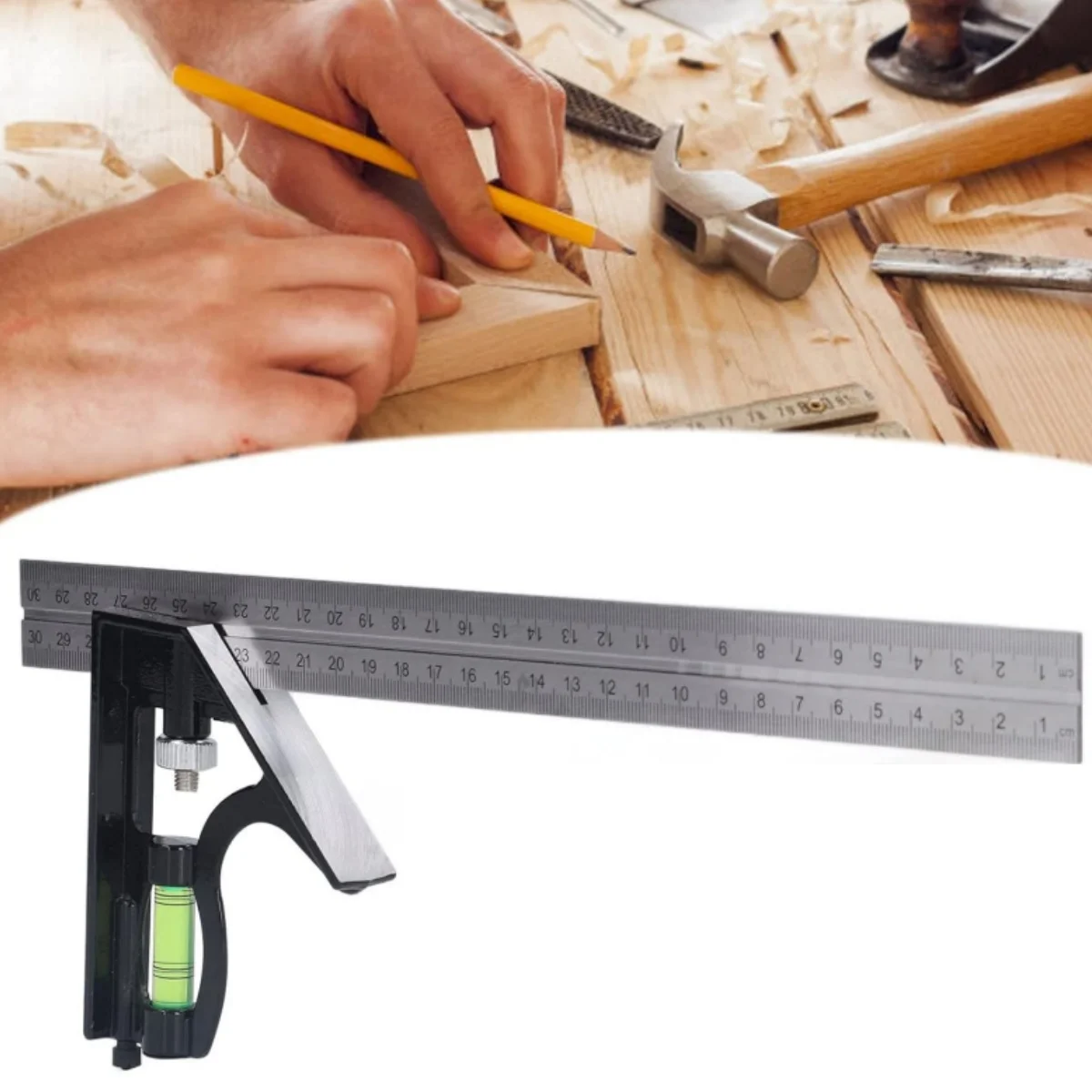 Combination Square Stainless Steel Carpenter's Ruler Measuring Tool Framing Square Square Tool for Rafter Decking Stairs Roofing